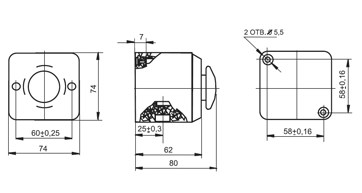 Схема габаритных размеров ПКЕ-222-1